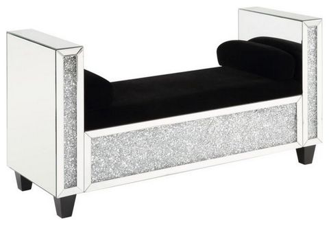 Benzara Bm251176 Mirrored Bench With 2 Pillows And Button Tufted Seat ... regarding Celeste Mirrored Bench - Silver